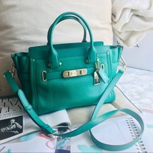Coach Satchel Swagger 27 Leather Green/Gold